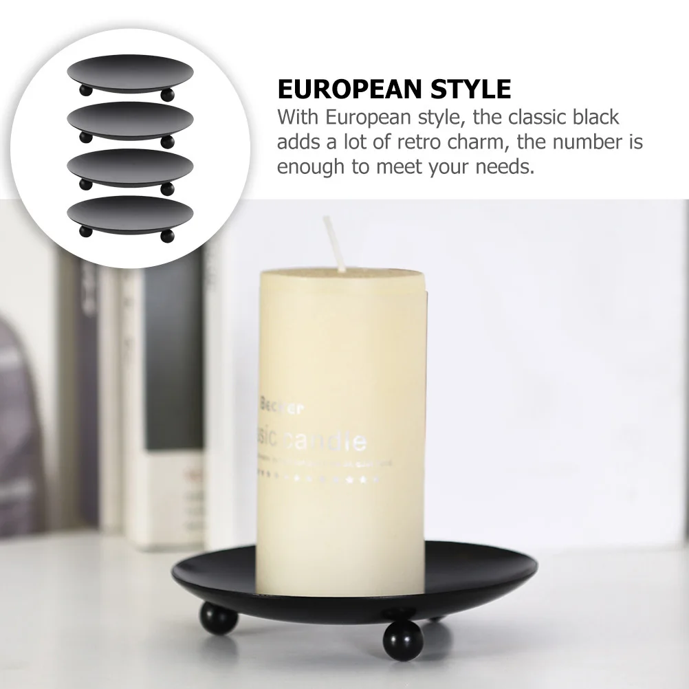 4 قطعة أصحاب الحديد الرجعية ماتي الأسود قوي الشمعدانات الزخرفية للمنزل منضدية ديكور حفل زفاف عمود الشموع #5