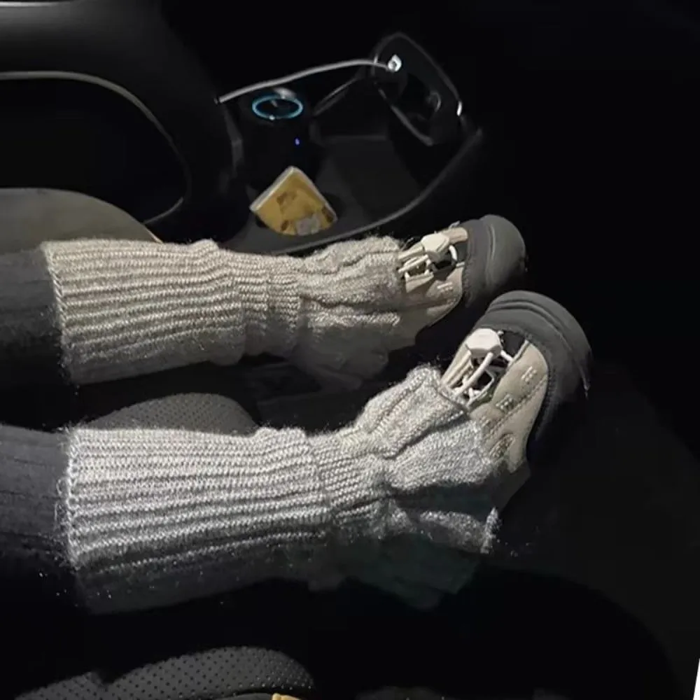 

New Solid Color Leg Warmers Thickened Knitted Mid-Calf Sock Pile Sock Kids