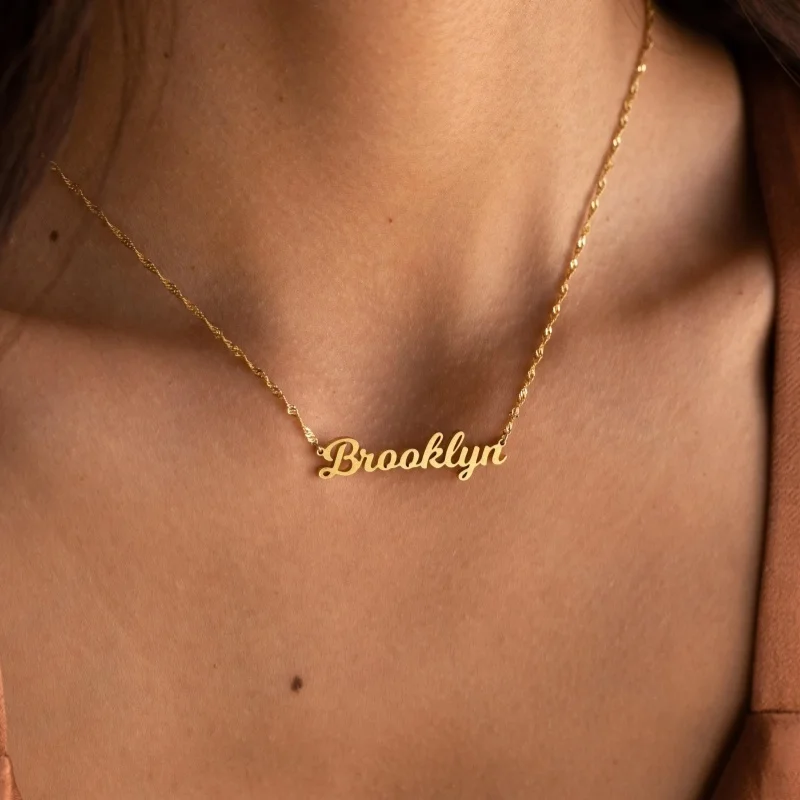 Collier personnalisé avec nom écrit à la main : Chaîne torsadée en acier inoxydable 304L avec un pendentif lettre délicate, cadeau d'anniversaire
