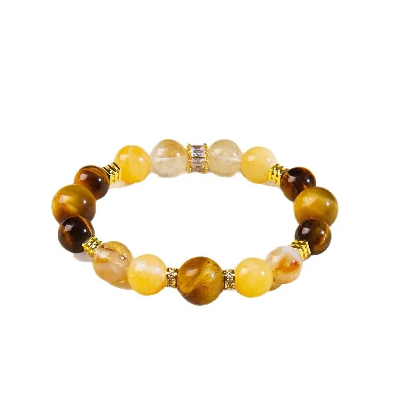 Yellow Natural Crystal Bracelet Five Elements Balance Amulet Jewelry for Men and Women Gifts