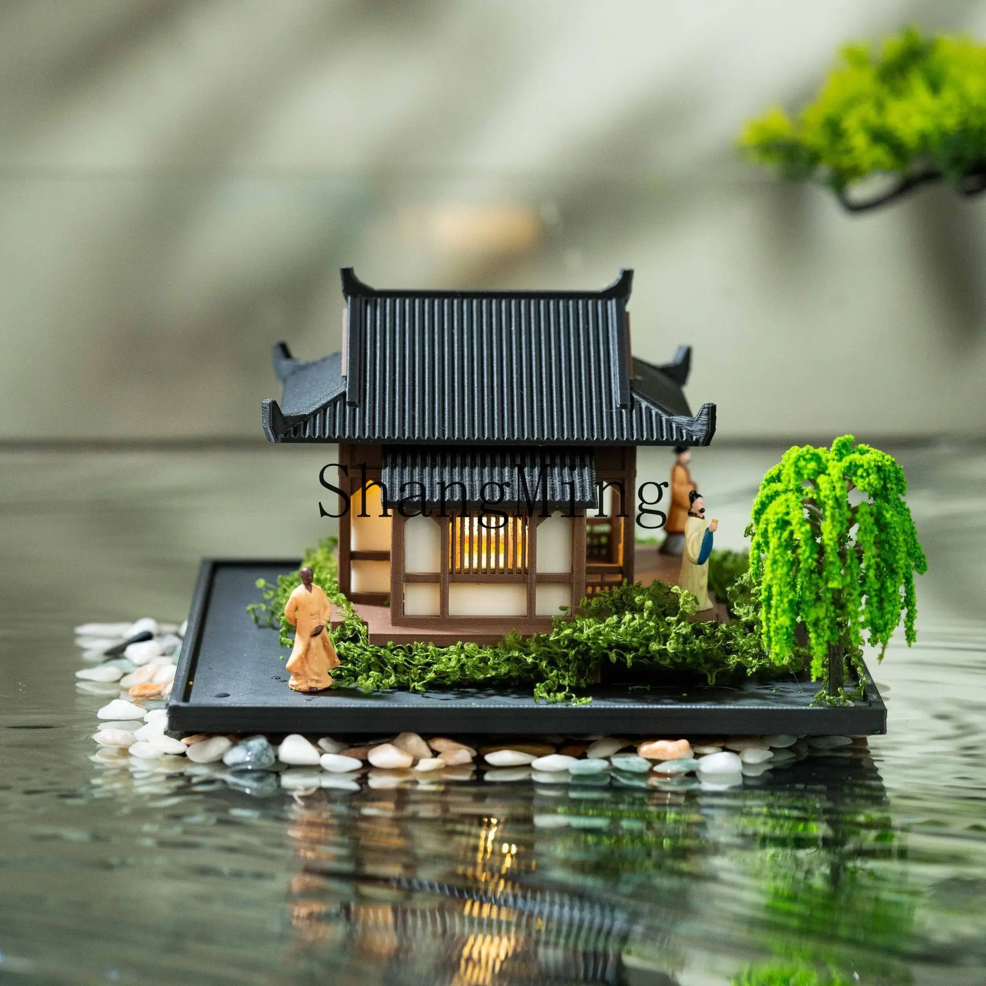 DSA Advanced Healing Tabletop House with Light Building Gazebo Ornament Micro Landscape Finished Model Ornament