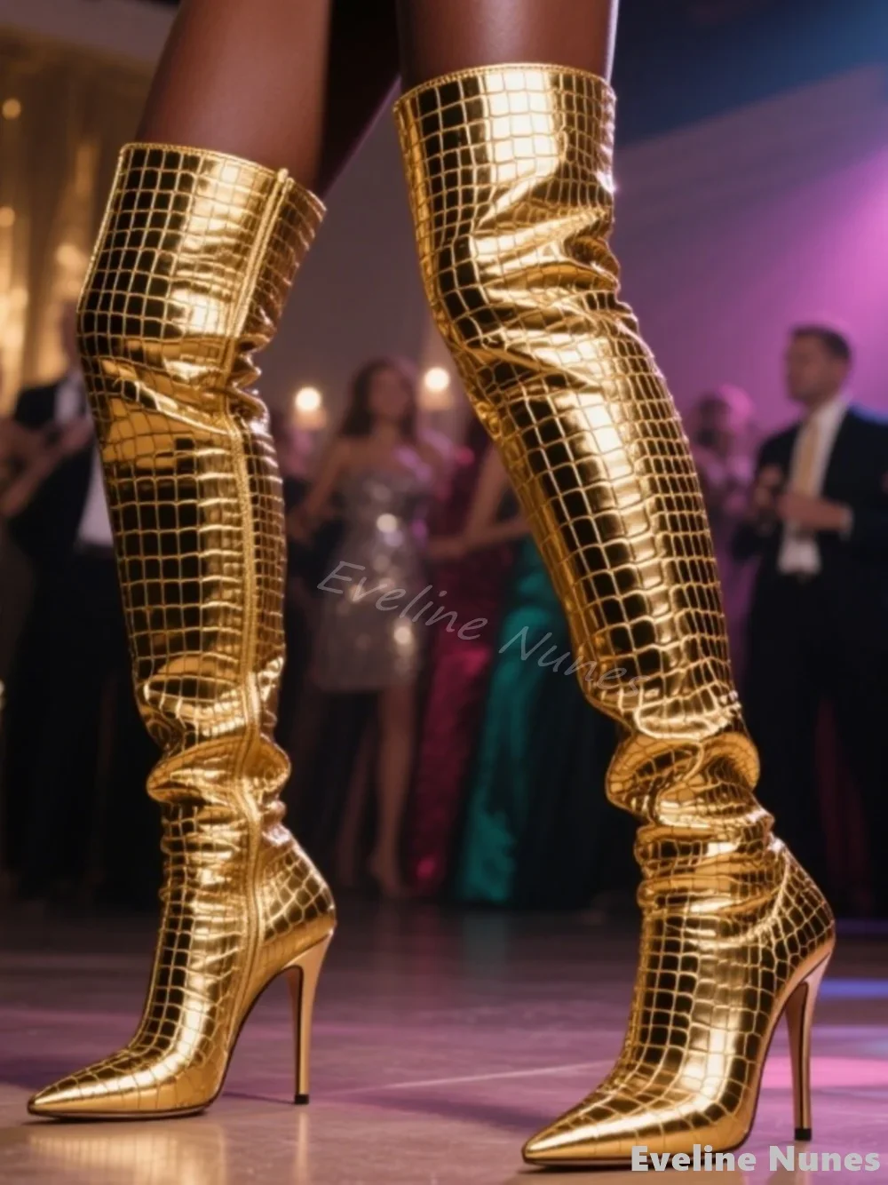 

Catwalk Party Over The Knee Boots Women Pointed Toe Stiletto Heel Side Zipper Leather Boots New Nightclub Pole Dancing Boots