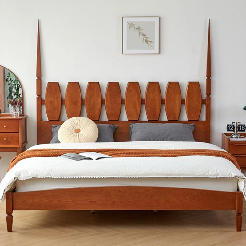 

Medieval retro 1.8-meter bed, natural wood master bedroom, double wedding, 1.5-meter cherry wood queen, walnut wood