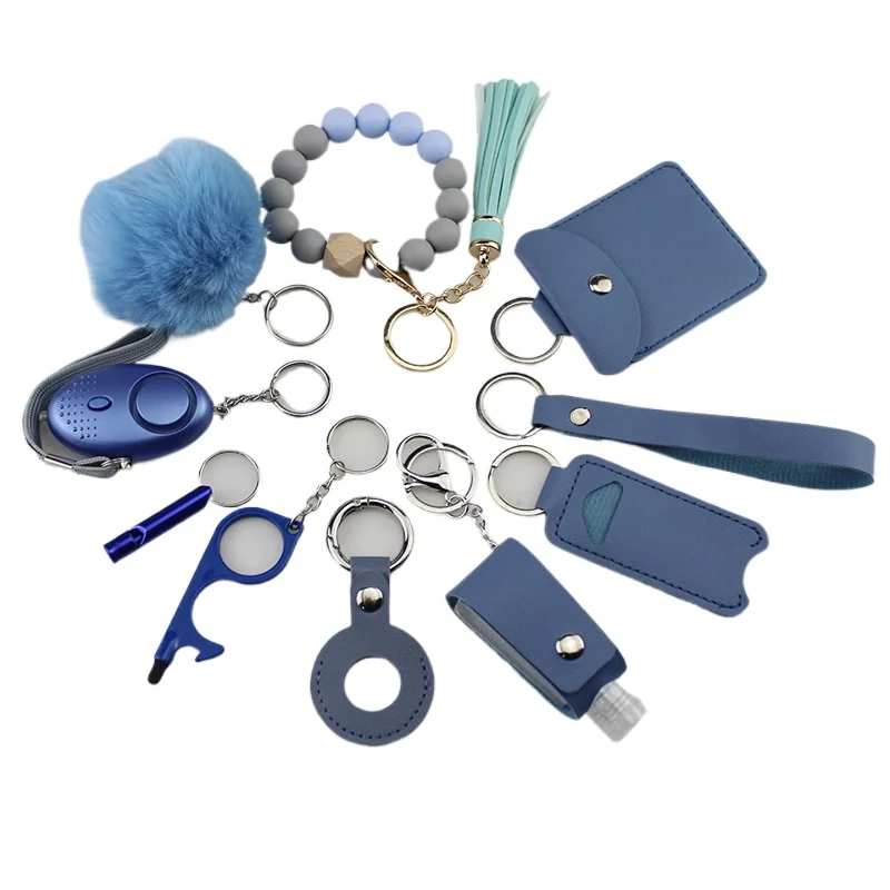 Safety Keychain DIY 11pcs Self Defense Security Keychain Set With Personal Alarm Protective Keychain Accessories For Women Girls