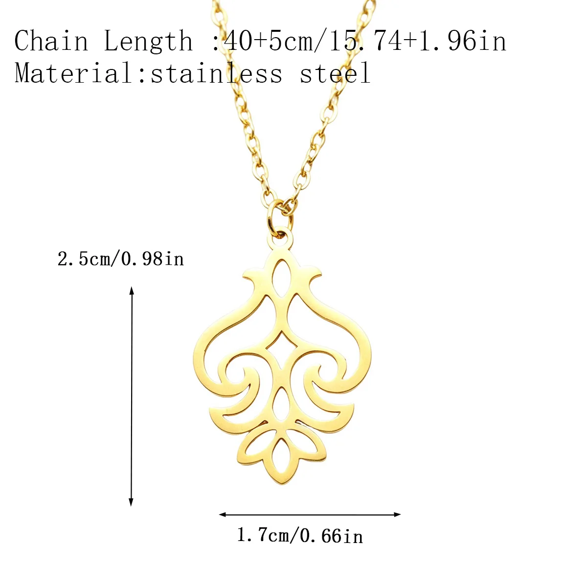 Kinitial Vintage Floral Scroll Hollow Pendant Stainless Steel Ornate Pattern Chain Necklace For Women Party Jewelry Gifts