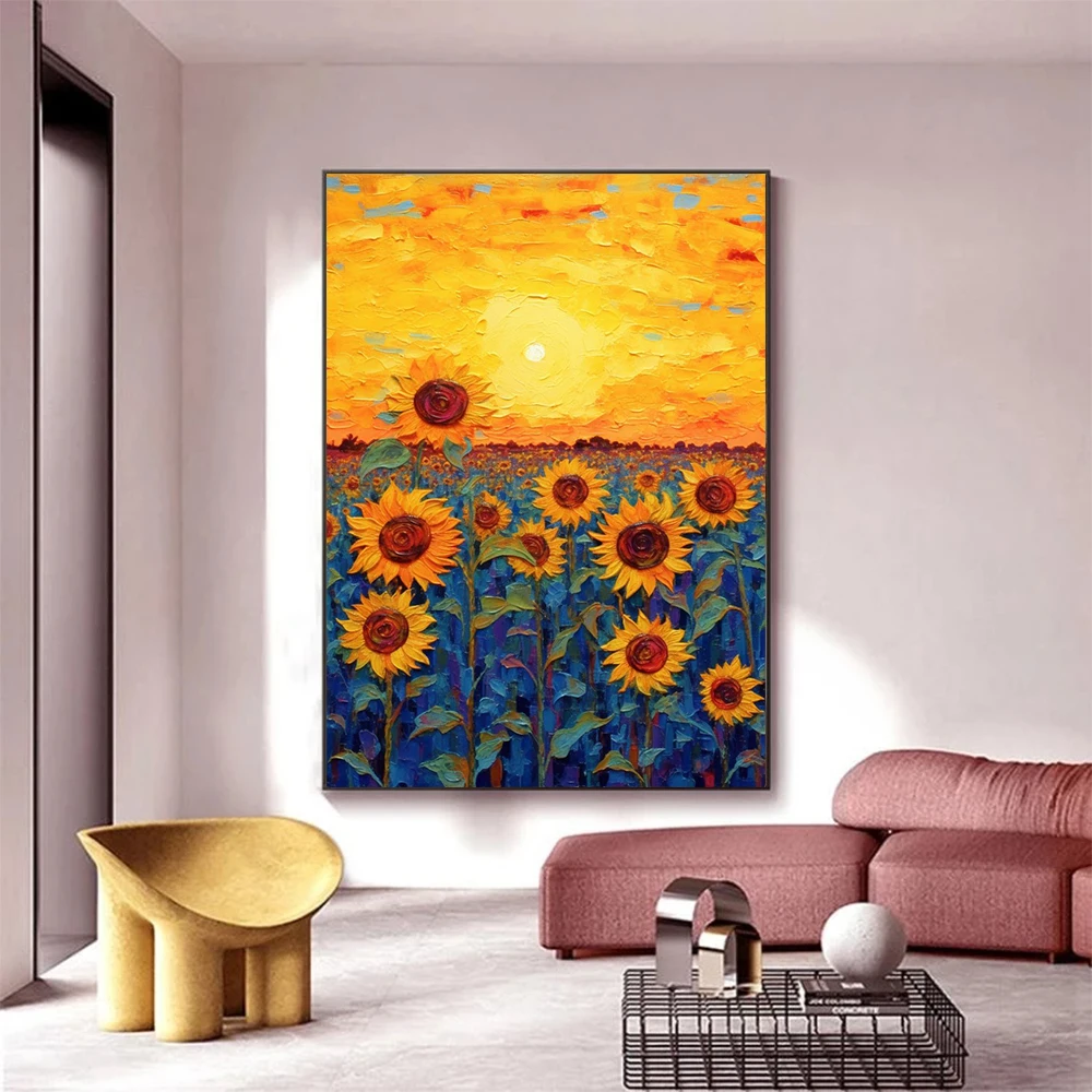 Van Gogh Sunflower Flower Starry Sky Art Pictures Poster Printing Oil Painting Canvas Painting For Modern Home Decor Gift