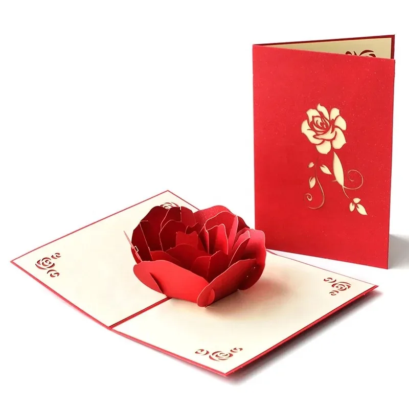 

Valentine's Day 3D Love Greeting Card Envelope Large Rose Handmade Greeting Card Pop-up Gift Three-dimensional Blessing Card