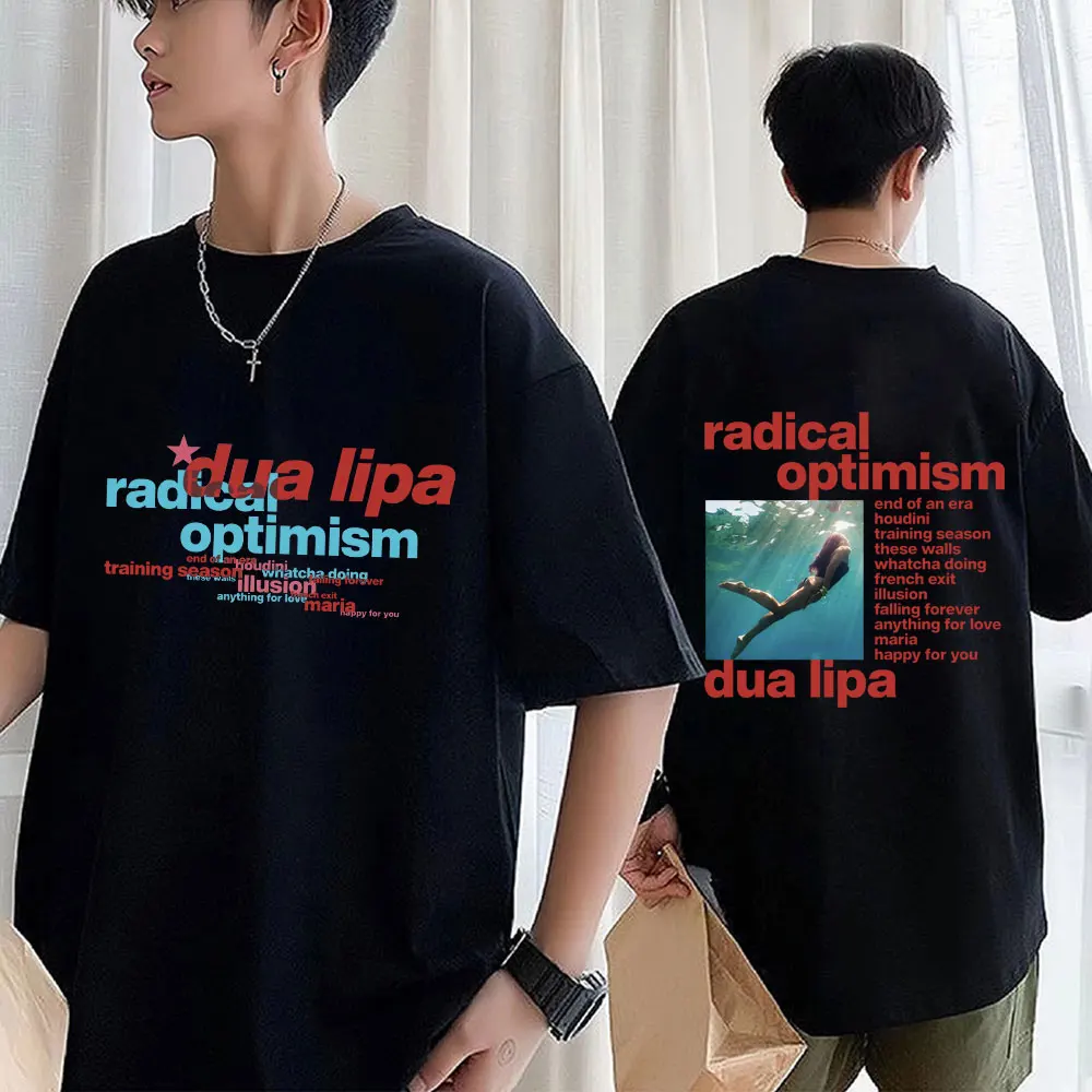 Dua Lipa kaus katun longgar kasual pria wanita, t-shirt gaya Hip Hop lengan pendek modis tur 2024