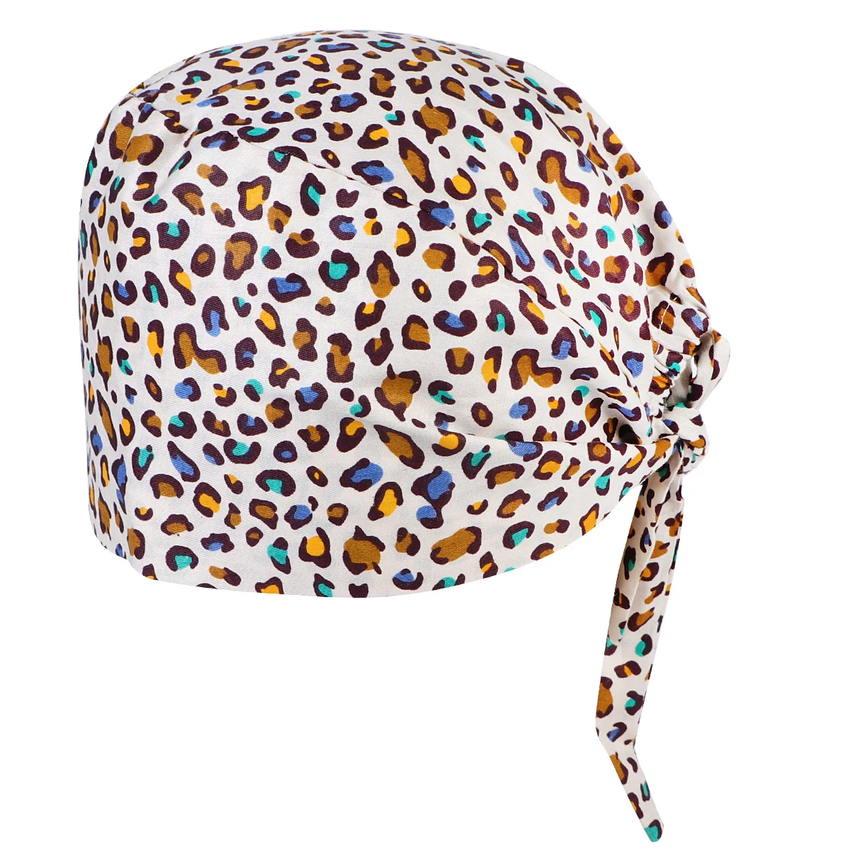 

Cotton Nurse Cap Beauty Spa Hat Leopard Print Doctor Working Hair Loss Chemo Adjustable Lace up Dust proof Easy Find Label Bath