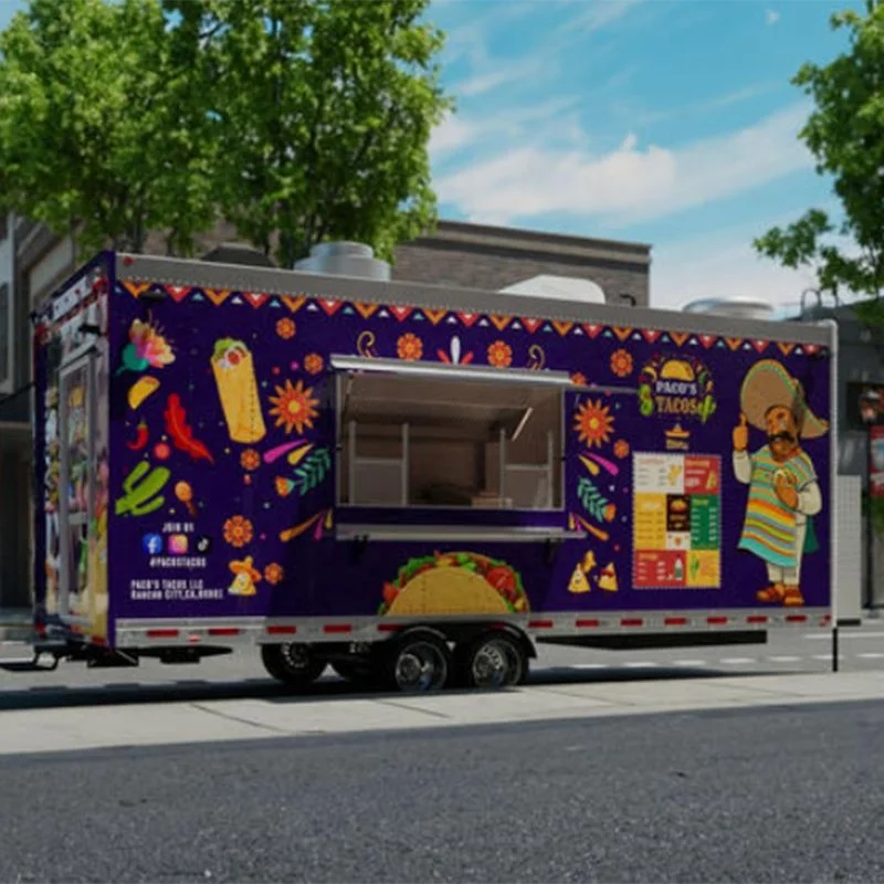 Customized Fast Food Caravan Mobile Kitchen Truck Shipping Container Food Trailer Complete Cooking Equipment Operation