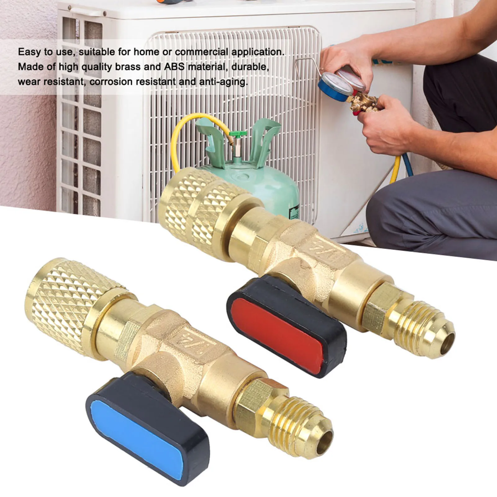 Refrigerant Valve Air Conditioning Charging Hose Adapter Ball Valve for R22 R410A