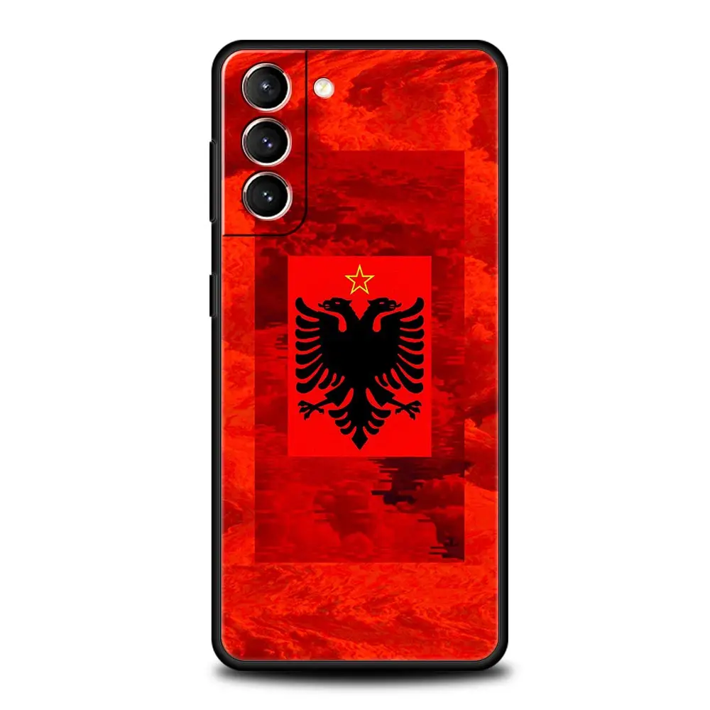 Albania flag Phone Case For Samsung Galaxy S24 S23 Ultra S22 S21 S20 FE 5G S10 S10E S9 Plus S8 Soft Silicone Black Cover Bumper