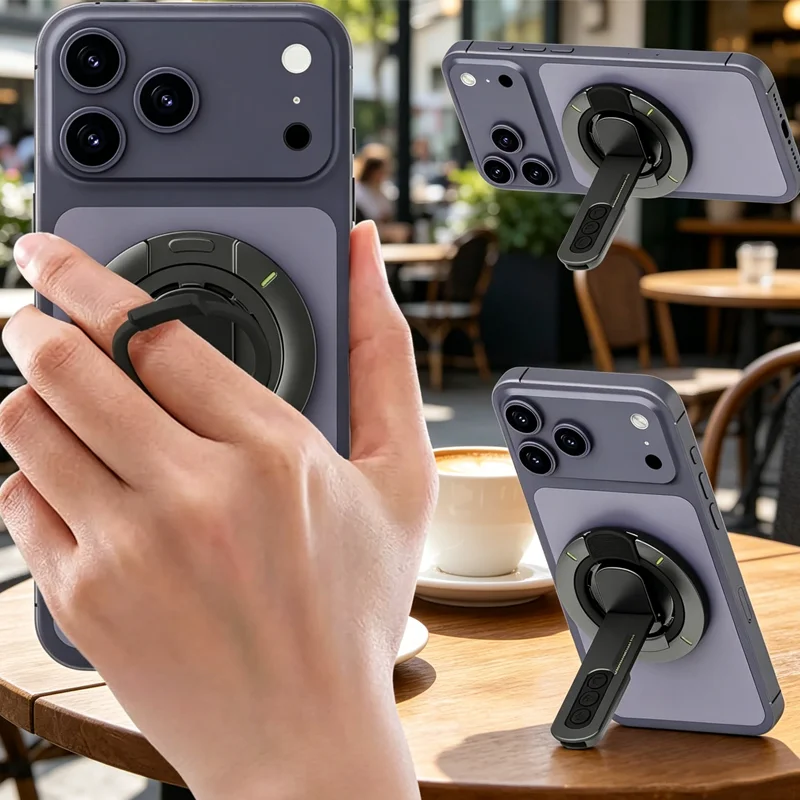 

Magnetic Phone Grip with Silicone Finger Ring Phone Holder Stand Double-Sided Magnet Mount for iPhone 17/16/15/14/13/12 Series