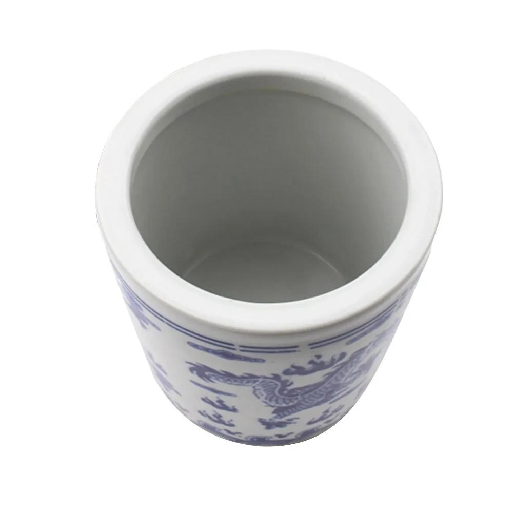 

1Pcs Celadon Porcelain Pen Holder Retro Ceramic Brush Container Desktop Organizer Writing Supply Office Accessories