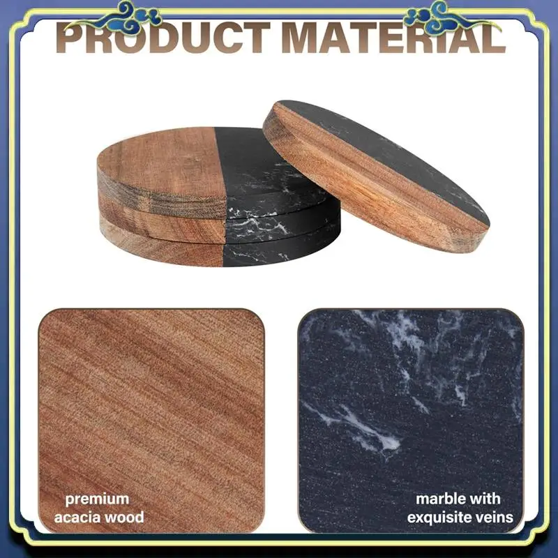

Latest Coasters Set Of 4 For Drinks,Marble-Wood Spliced Coaster For Tabletop Protection,Cup Holder Coasters For Multiple Cup