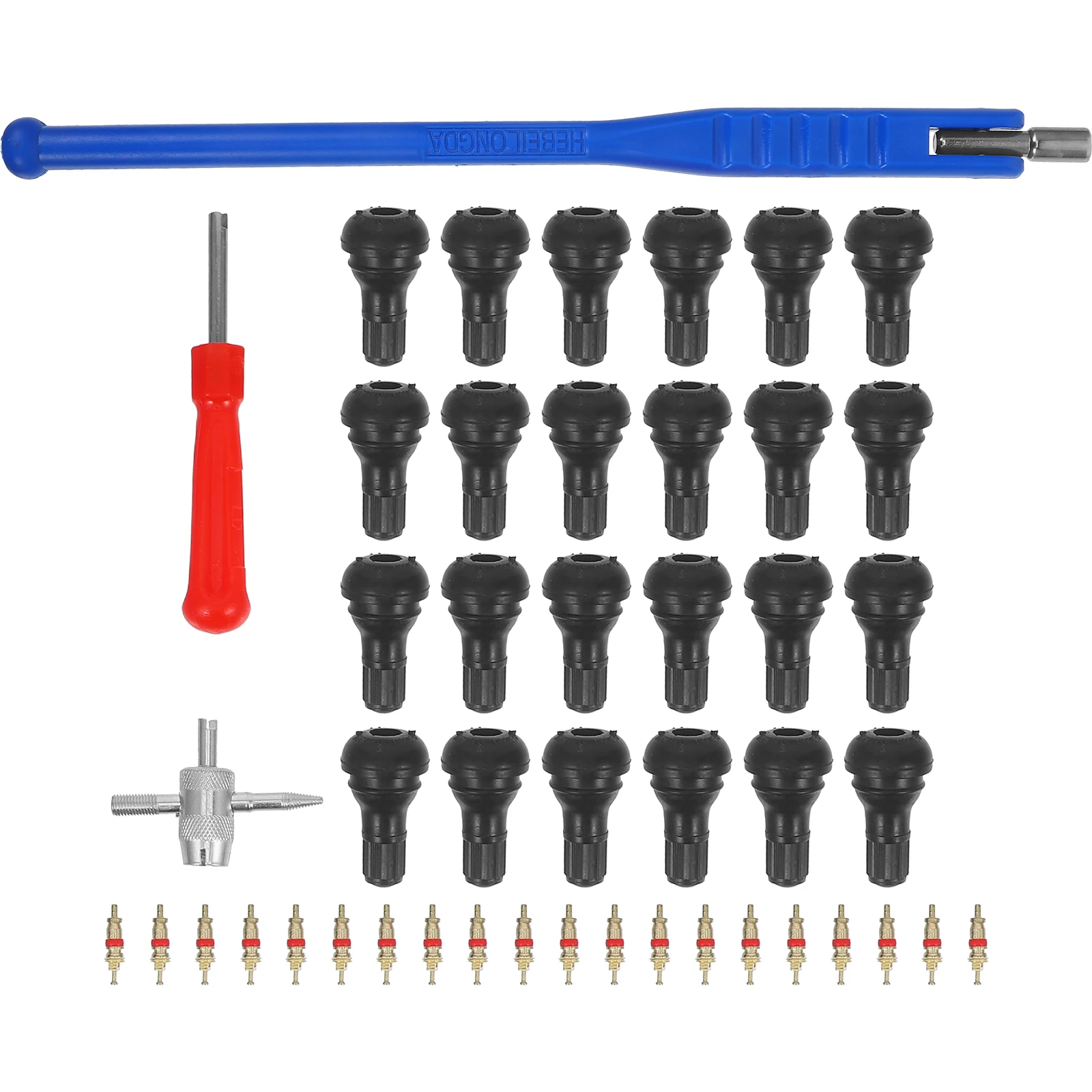 43pcs Valve Core Wrench Set Tools Tire Stem Installer Removal Change Durable Multi Vehicle Use Smooth Surface