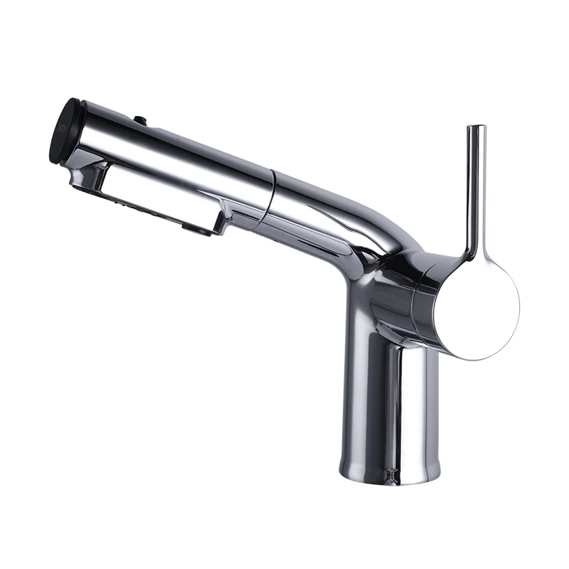 Pull Out Single Hole Washbasin Faucet Kitchen RV Sink Faucet Chrome Multifunctional Vessel Sink Faucets
