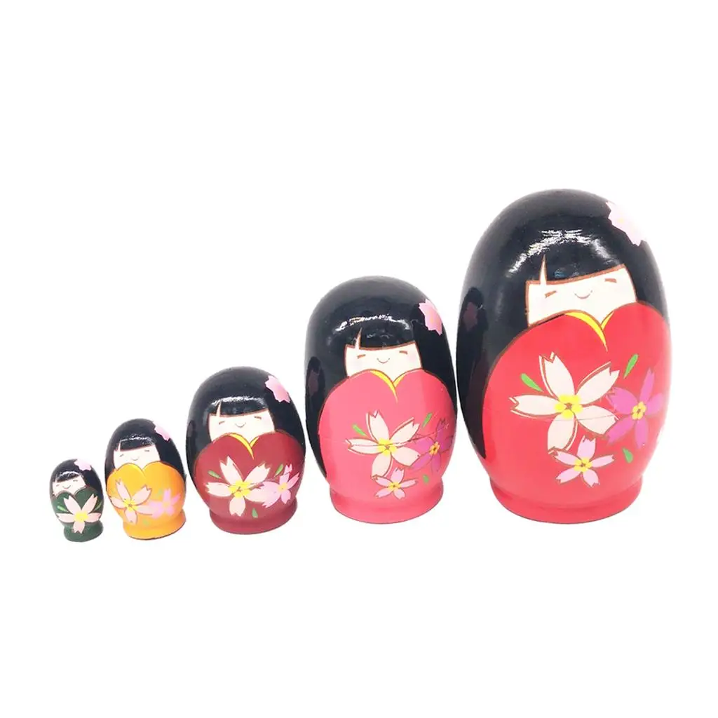 5 peças multicoloridas japonesas meninas russas bonecas matryoshka brinquedos