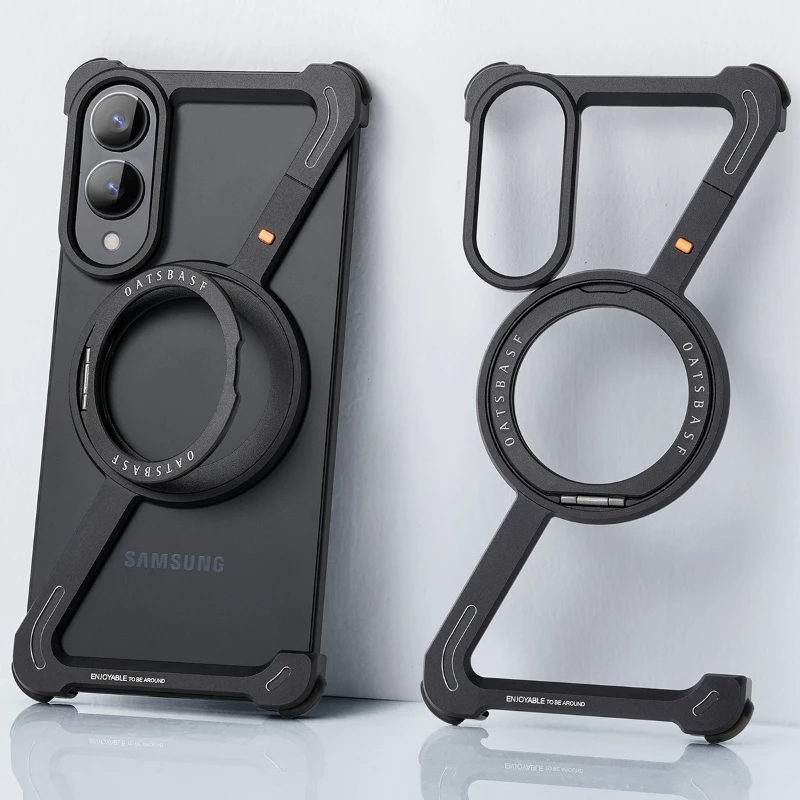 

Oatsbasf Magnetic for Samsung Galaxy S25 Edge Phone Case with Stand 360° Rotatable Phone Case for Samsung Galaxy A56 Metal Frame