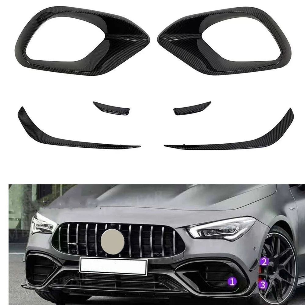 Car Front Bumper Side Hood Fog Light Cover Spoiler Air Vent Frame Trim For Mercedes Benz CLA45 AMG W118 C118 2019-2023