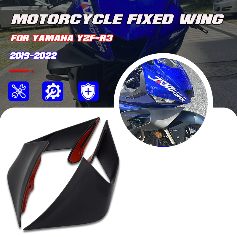 

New Motorcycle Accessories Fairing Fixed Wing Side Wing Spoiler Kit For Yamaha YZF-R3 YZF R3 yzfr3 yzf r3 2019 2020 2021 2022