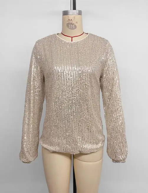 قميص جديد أنيق ومثير للحفلات لعام 2025 برقبة دائرية وأكمام طويلة ومطرز ومجوف بدون ظهر للنساء بلوفر علوي