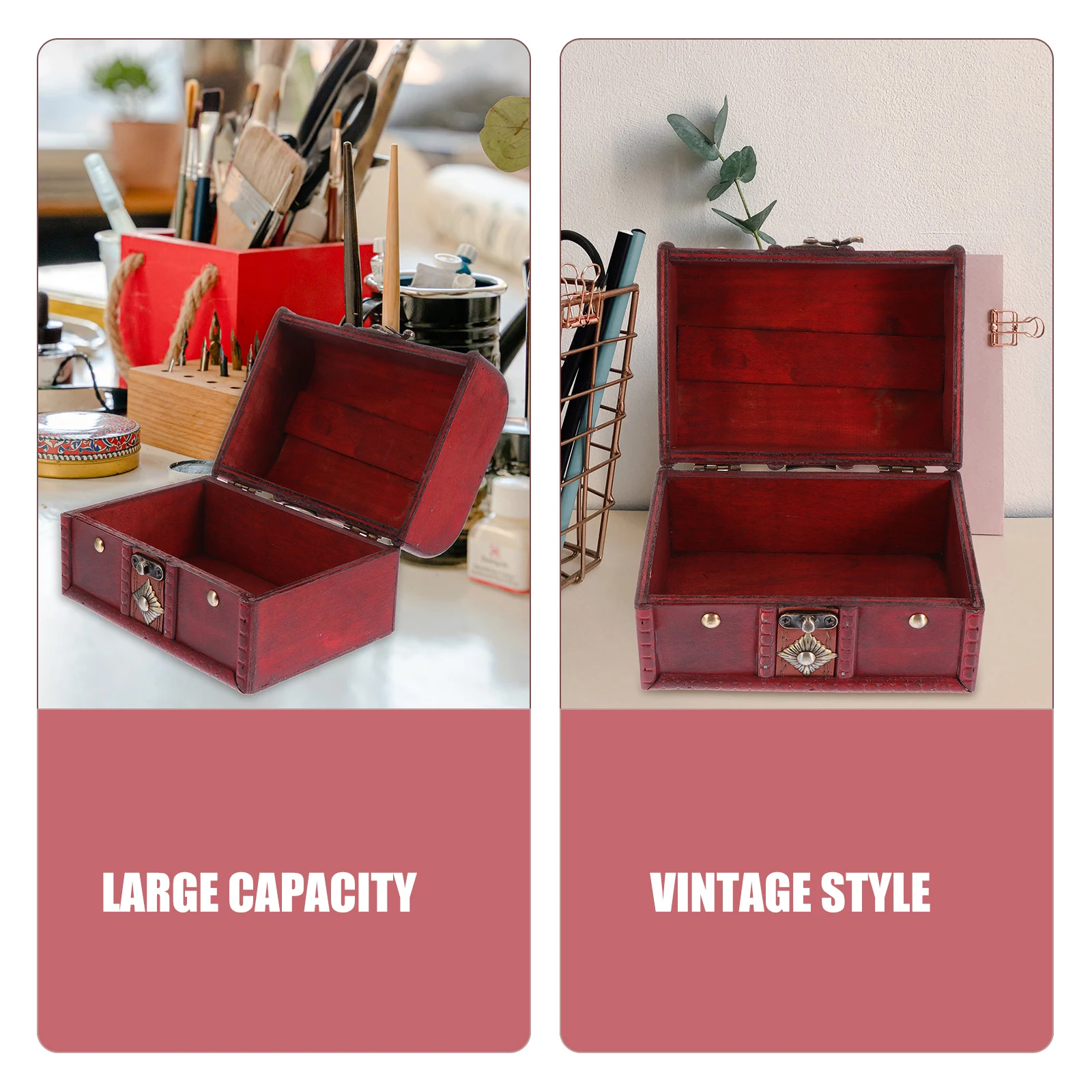 

Wooden Storage Box Large Capacity H made Canister Vintage Style Safe Durable Material Anti Rust Small Size Storage Case