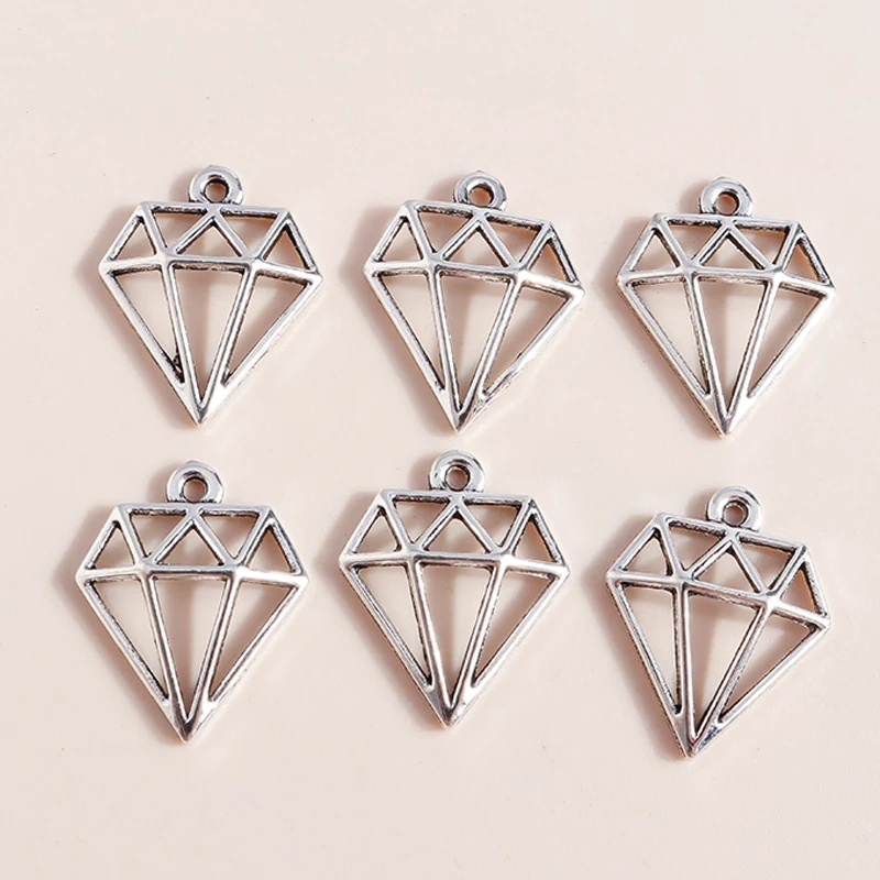 Leslie 50pcs 16x19mm Simple Hollow Gemstone Shaped Charms Pendants for Bracelet Necklace Earrings DIY Jewelry Making Findings