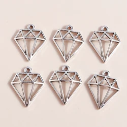 Leslie 50pcs 16x19mm Simple Hollow Gemstone Shaped Charms Pendants for Bracelet Necklace Earrings DIY Jewelry Making Findings