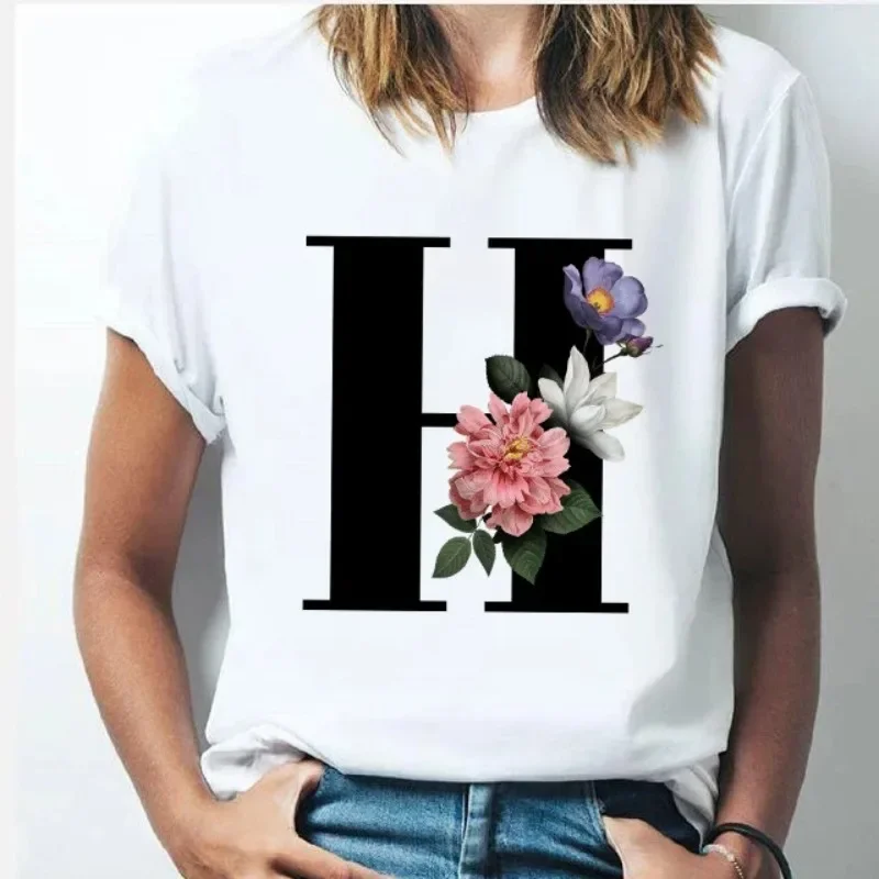 Summer Round Neck European and American Letter-printed Top Short-sleeved Women's T-shirt Harajuku  Aesthetic Clothes