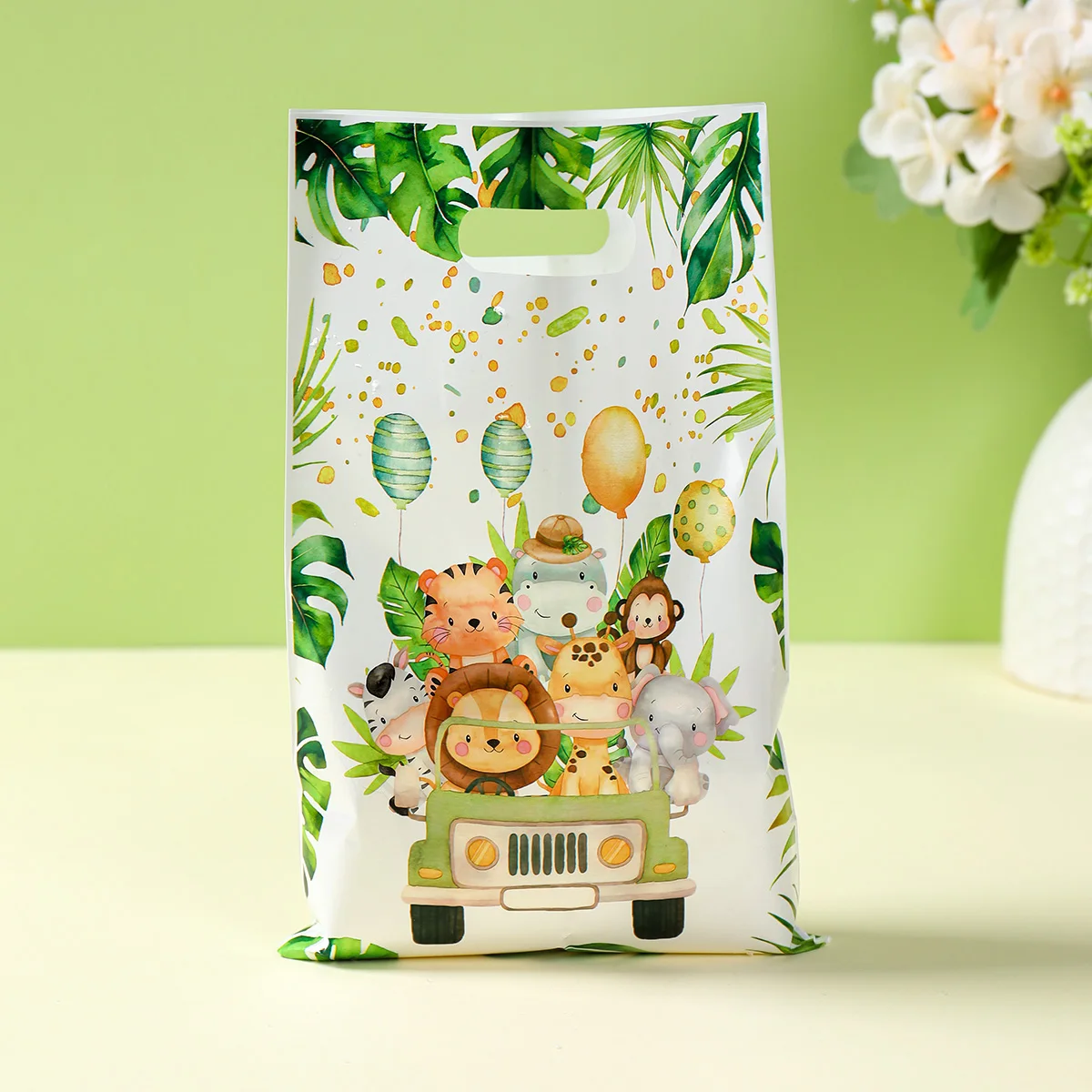 Jungle Animals Party Candy Gift Bags Biscuit Packing Bag Wild One Gift Bag for Guest Kids Birthday Party Supplies Baby Shower ﻿