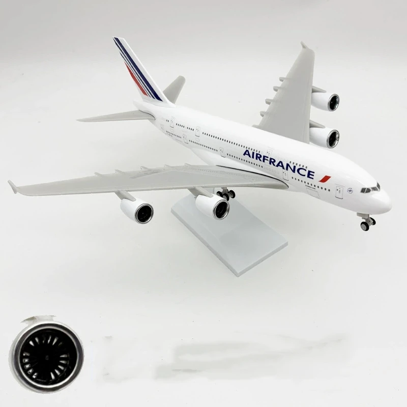 1/240 スケール飛行機 30 センチメートルエールフランス A380 航空ミニチュア飛行機おもちゃ飛行機男の子用航空機モデルキット (スタンド付き) 航空
