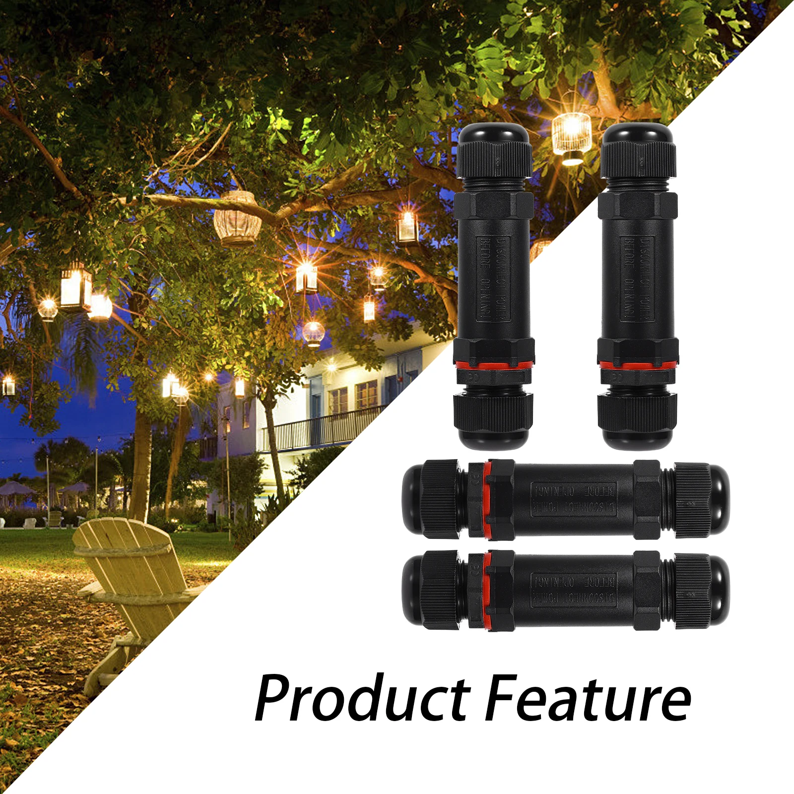 

Waterproof Connectors Black Splice LED Wiring Electrical Led Light Wire Rainproof Waterproof Connector Pin Connector