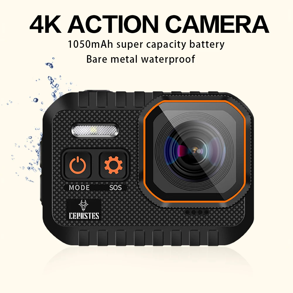 CERASTES Action Camera 4K60FPS 1/2.4″ 16MP Sensor With Remote Control Screen Waterproof up to 10m 170° Ultra-Wide