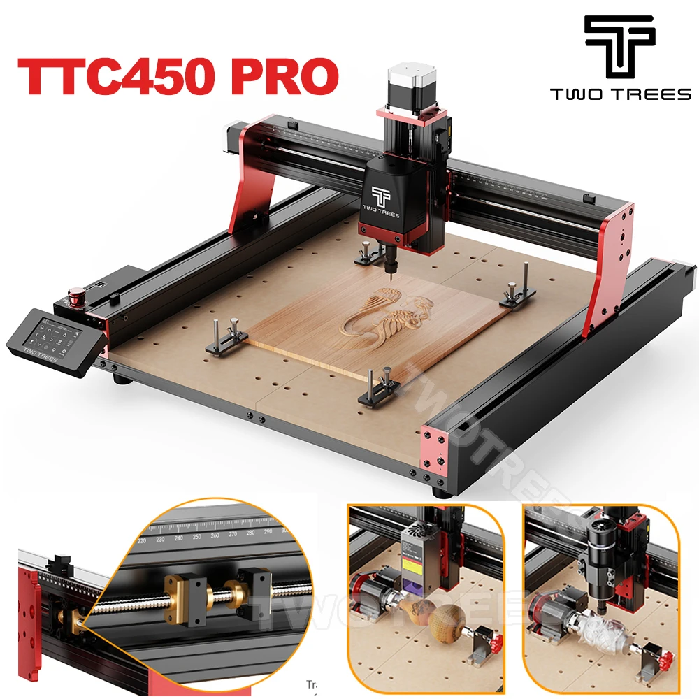 Twotrees TTC450 PRO Laser Milling Engraver Machine 4 AxisDIY Woodworking Cutting Screen UI Upgrade Support Switching Laser Mode