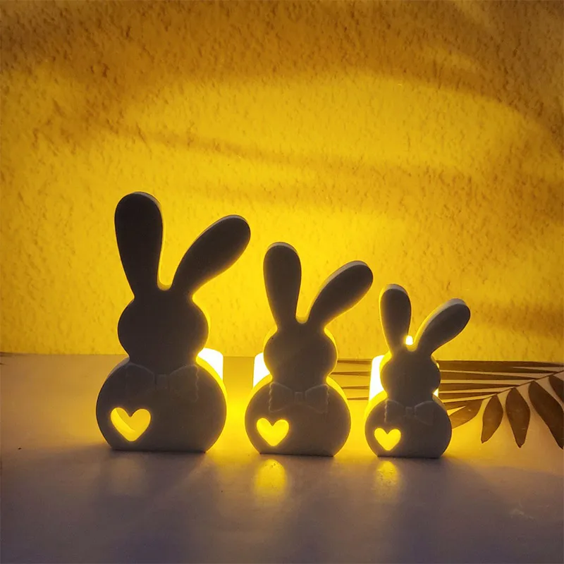 3d Eggshell Rabbit Silicone Candle Mold Diy Silicone Mold Handmade Easter Decoration Cement Plaster Mold Home Ornament Gift Mold