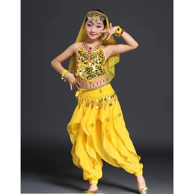 Traje de dança indiana infantil personalizado para crianças roupas de dança do ventre vestido de desempenho para meninas