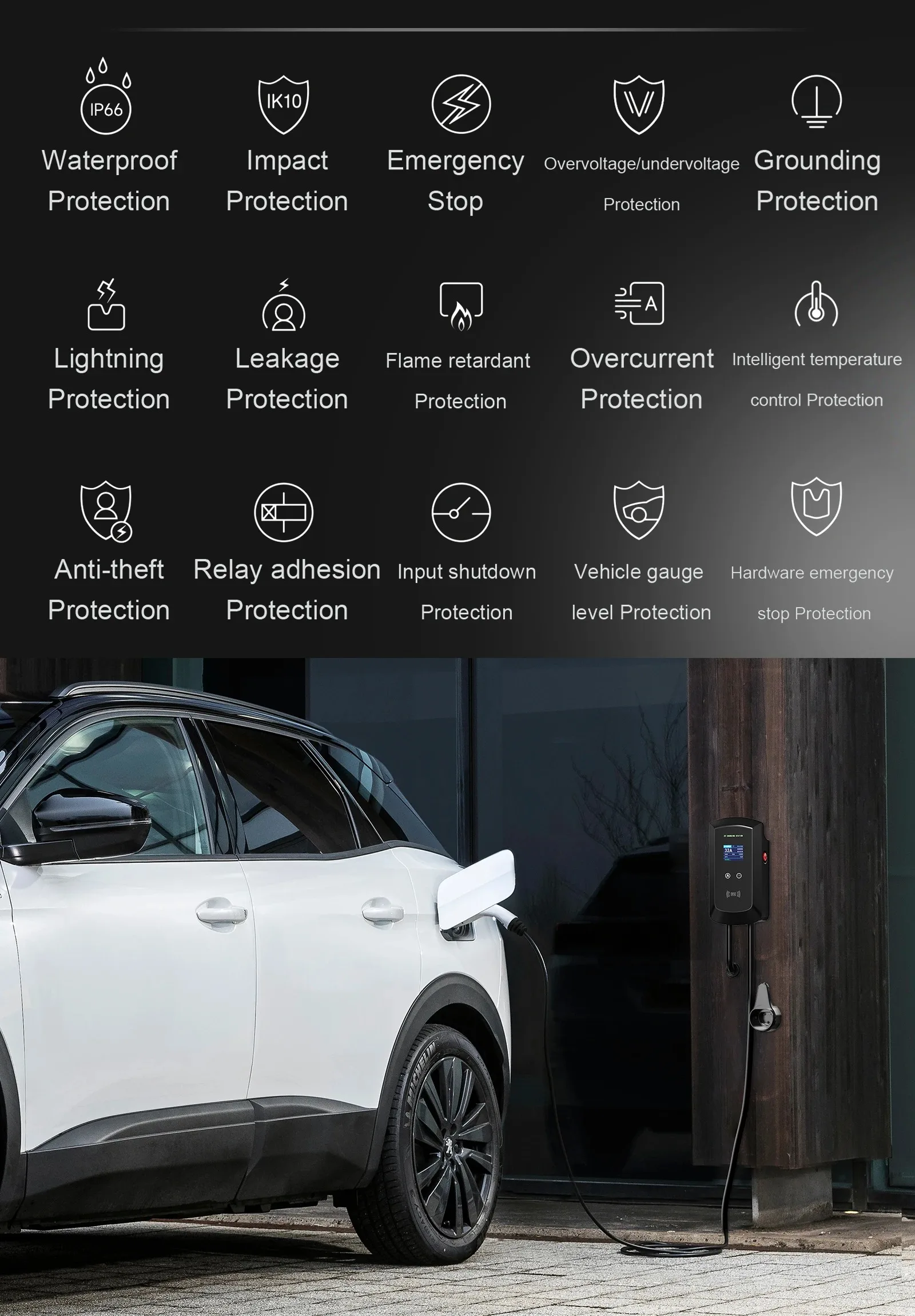 AFEEV 22KW 32A 3Phase EV Ladestation Typ2 IEC62196-2 Elektroauto Ladegerät 7,6/11KW EVSE Wallbox WiFi APP Fernbedienung – Detail 6
