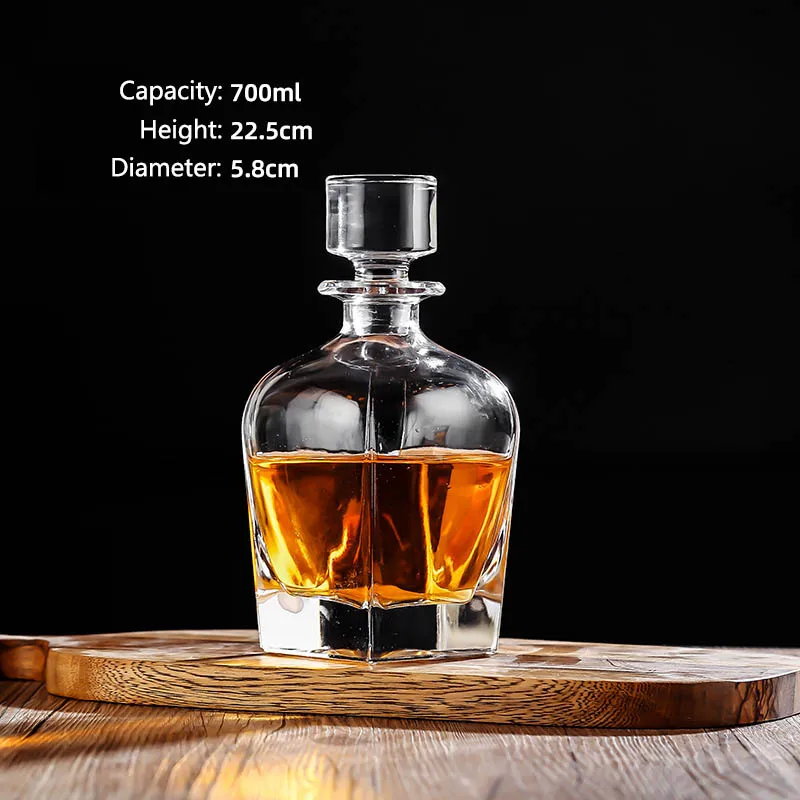 YLN&GY Lead-Free Glass Whiskey Decanter Thick-Walled Crystal Bottle for Bourbon Scotch,Elegant Barware Gift in Various Styles