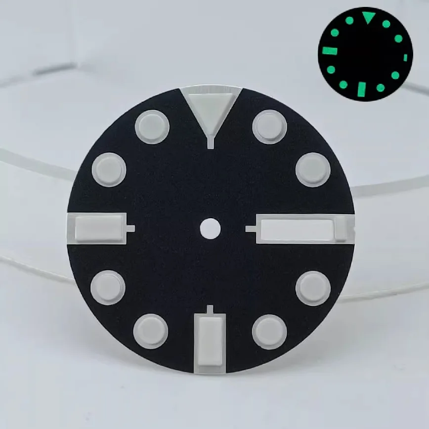 NH36หน้าปัดสีขาวน้ำเงินดำ28.5มม. หน้าปัดไม่มีโลโก้สีเขียวเรืองแสงสำหรับชิ้นส่วนนาฬิกาเคลื่อนไหว NH36