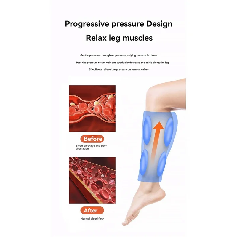 CMHI-Electric Foot Massagers Air Compression Massage With Heat For Pain Relief 3 Intensities 3 Modes Relax Muscles 1PC