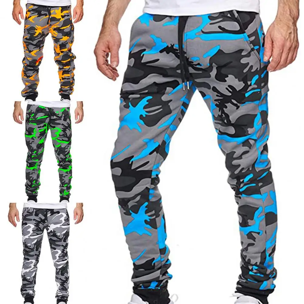 

Casual Trousers Colorful Men Pants Anti-shrink Camouflage Jogger Trousers Pockets