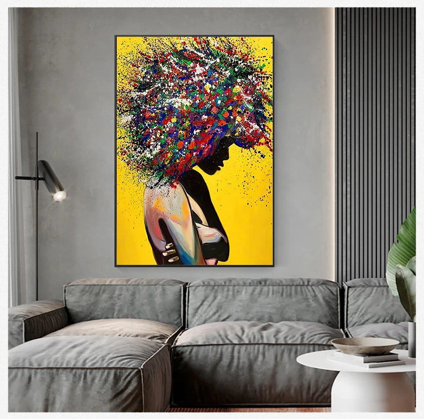 Pictures for Office Living Room Home Decoration Modern Girl Portrait Oil Painting Wall Art Poster