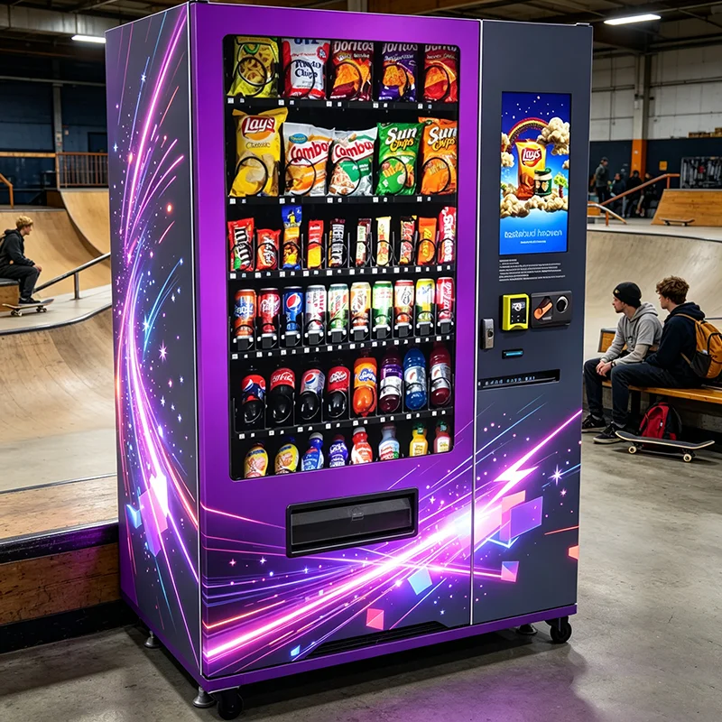Hot Food Heating Vending Machine Intelligent Touch Screen QR Code Payment