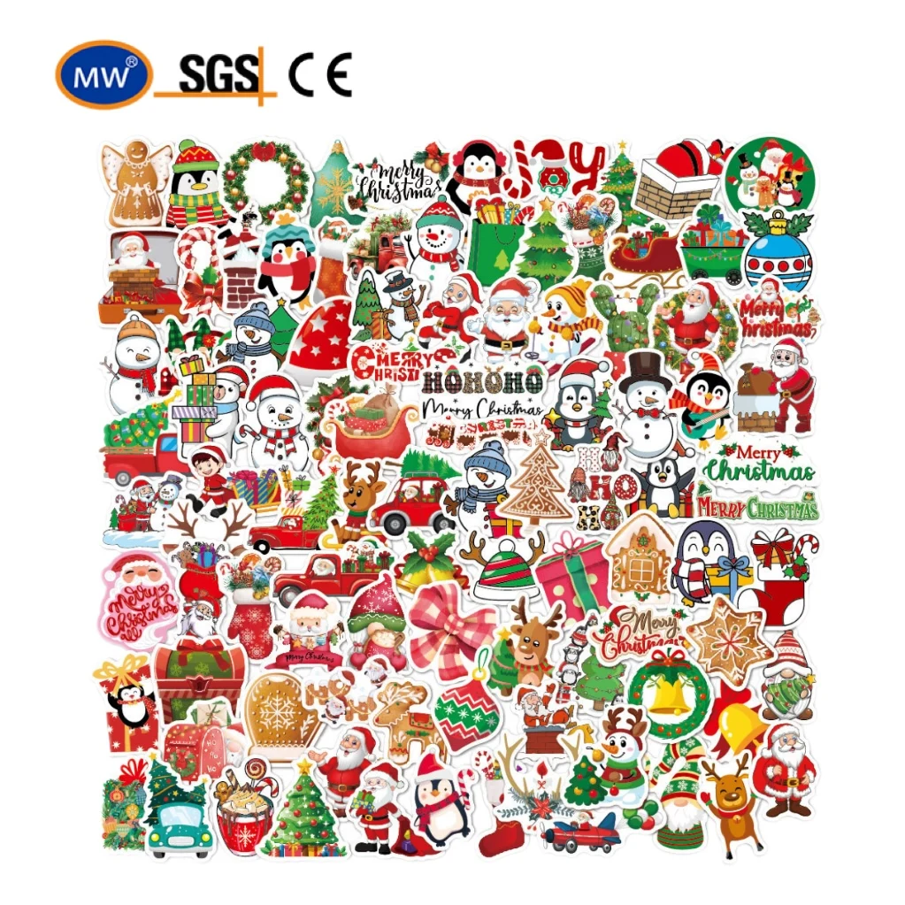 100 Pcs Christmas Stickers for Water Bottle Stikers Kids Classroom Cute Christmas  Christmas Party Favors Bulk