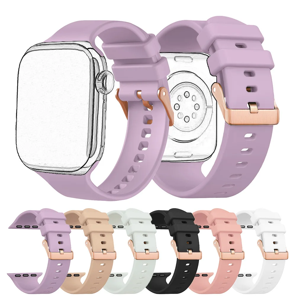 Браслет для Apple Watch Ремешок S10 42 мм Силиконовый ремешок серии 9 8 7 41 мм 6 5 4 40 мм SE 40 мм Сменный ремешок серии 3 2 1 38 мм