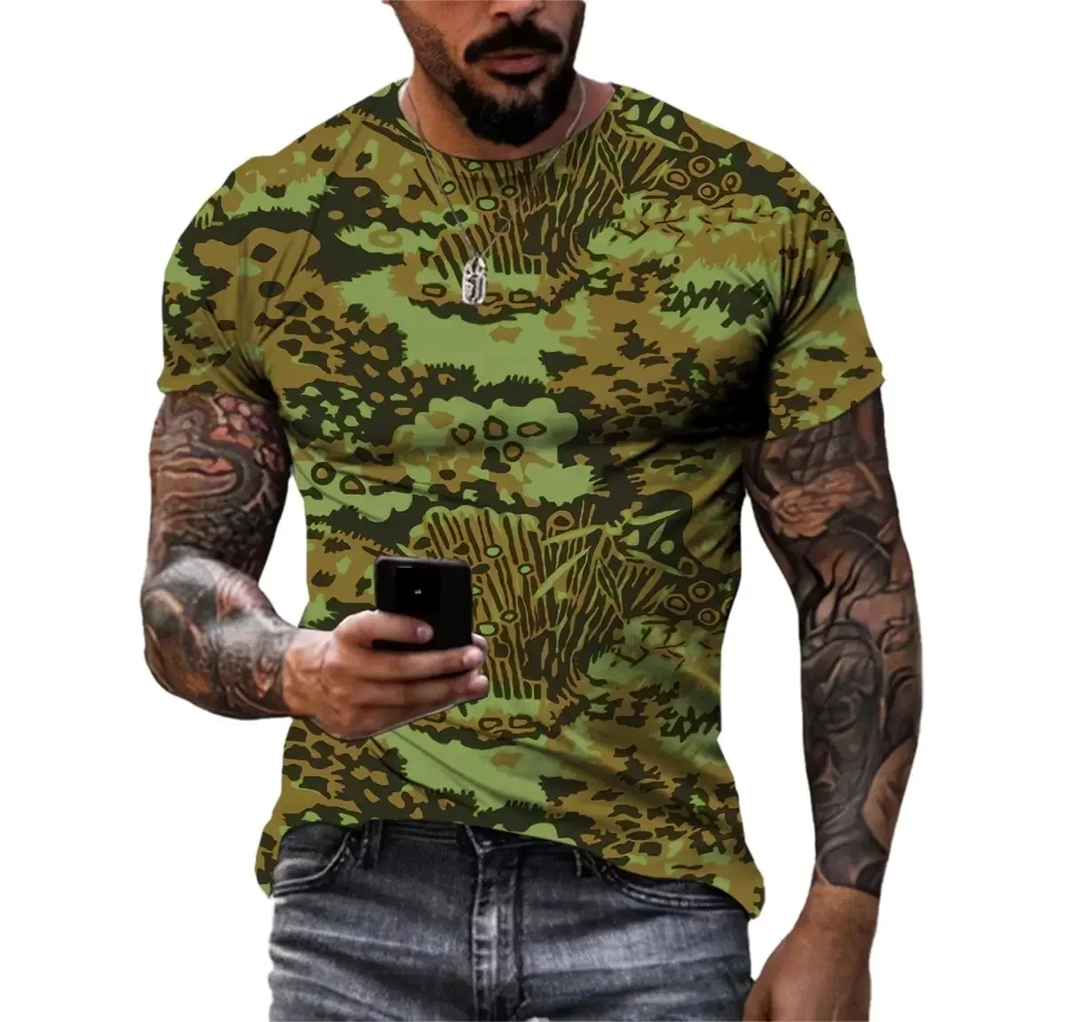 Camouflage Camping 3D Pattern Print Summer T-shirt Men's Women's Fashion Casual Men's Clothing Oversized Street Short Sleeve Top