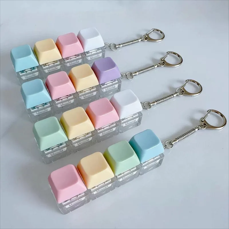 Nuevo Juguete Antiestrés de Teclado a Presión, Colgante de Llavero con 4 Teclas de Color Sólido, Clicker Fidget para Oficina, Trabajo, Biblioteca, Estudio