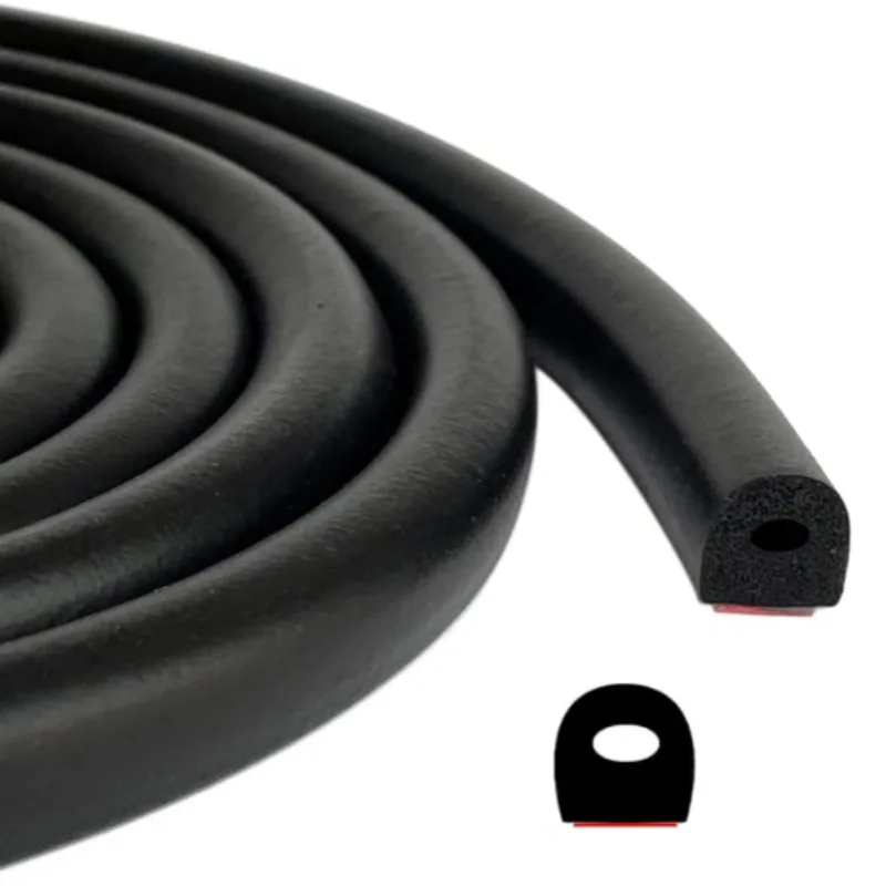 5M D Shape Foam Rubber Seal with Tape Self-Adhesive Rubber Weather Stripping for Boat RV Marine Garage Doors/Window and More