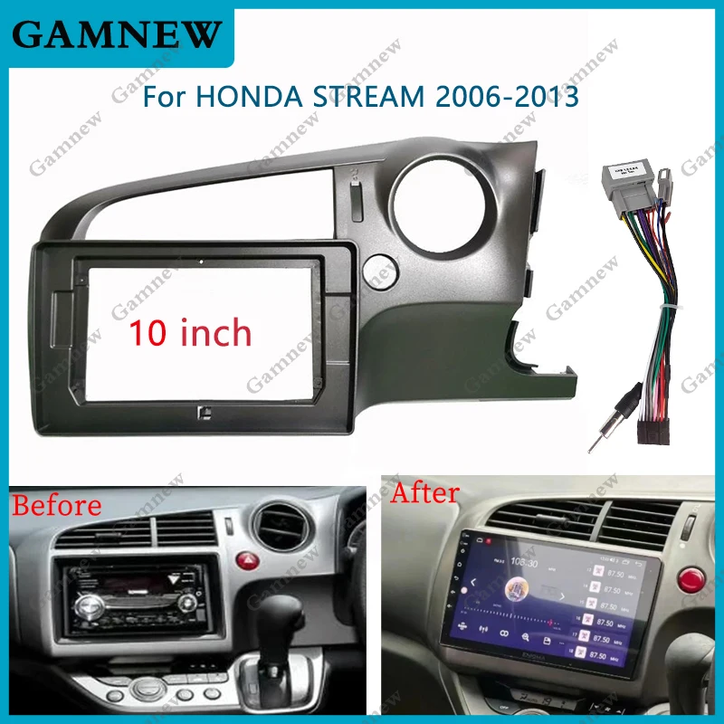 

10 Inch Car Frame Fascia Adapter Android Radio Dash Fitting Panel Kit For Honda Stream 2006-2013